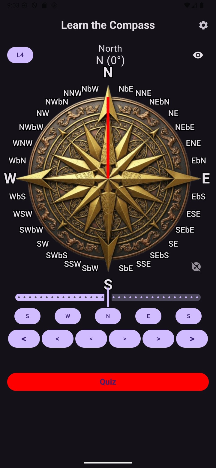 Learn the Compass - Main Screen